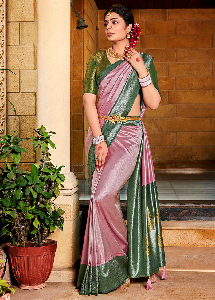 Multicolor Kanjivaram Silk Saree With Blouse Piece