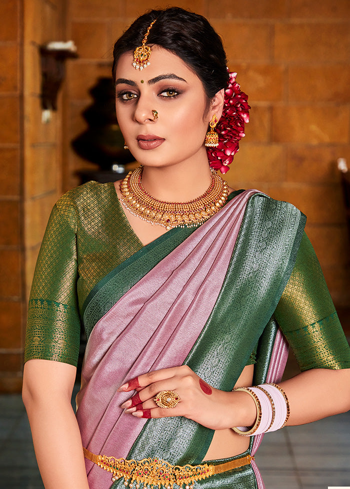 Multicolor Kanjivaram Silk Saree With Blouse Piece