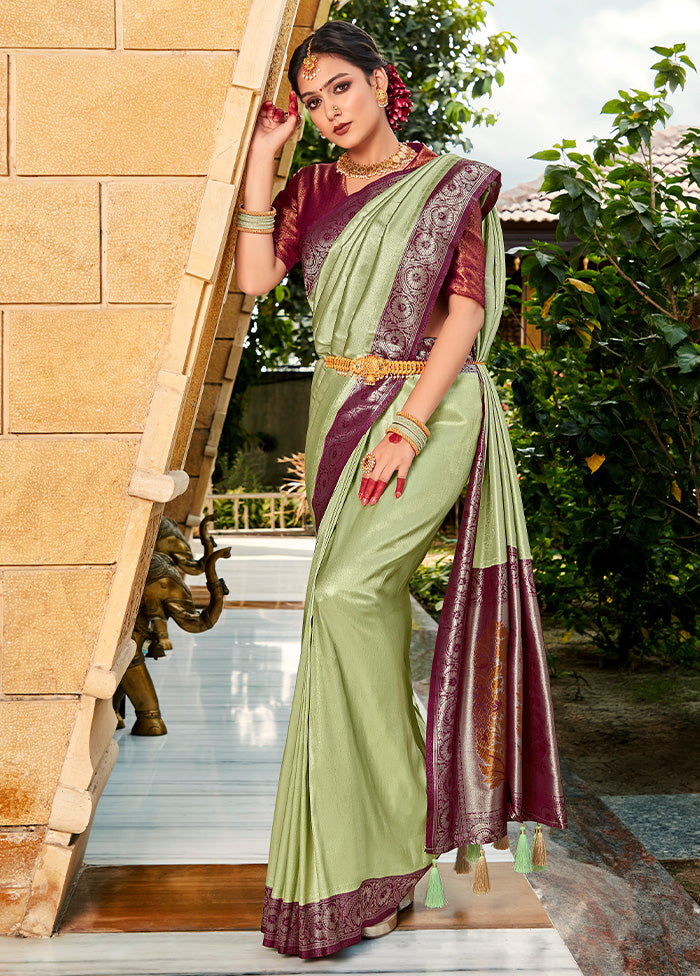 Multicolor Kanjivaram Silk Saree With Blouse Piece