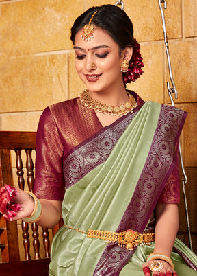 Multicolor Kanjivaram Silk Saree With Blouse Piece