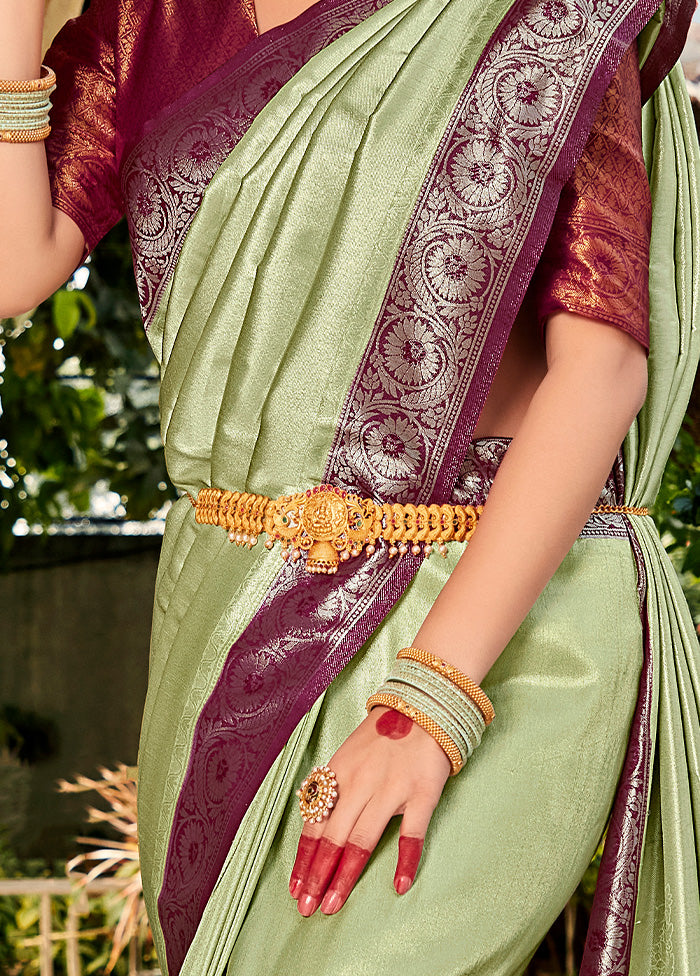 Multicolor Kanjivaram Silk Saree With Blouse Piece