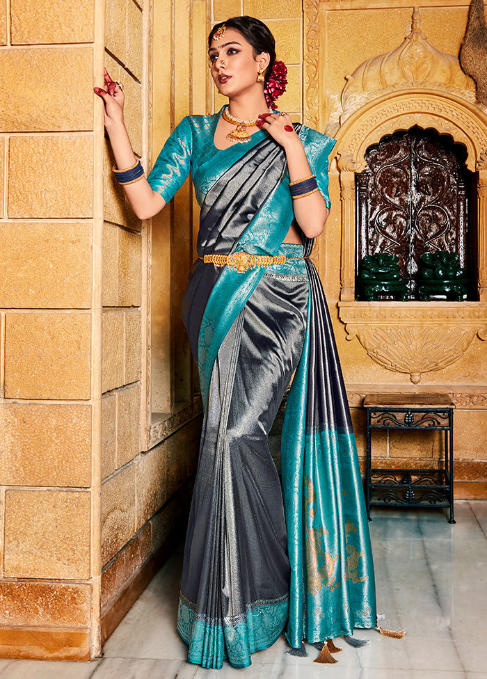 Multicolor Kanjivaram Silk Saree With Blouse Piece