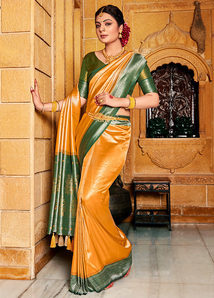 Multicolor Kanjivaram Silk Saree With Blouse Piece