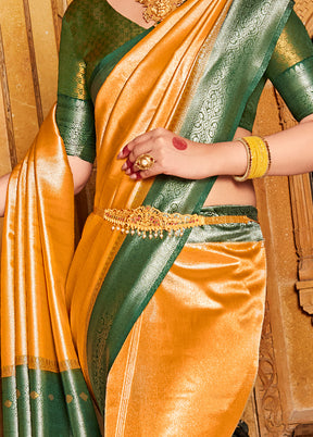 Multicolor Kanjivaram Silk Saree With Blouse Piece