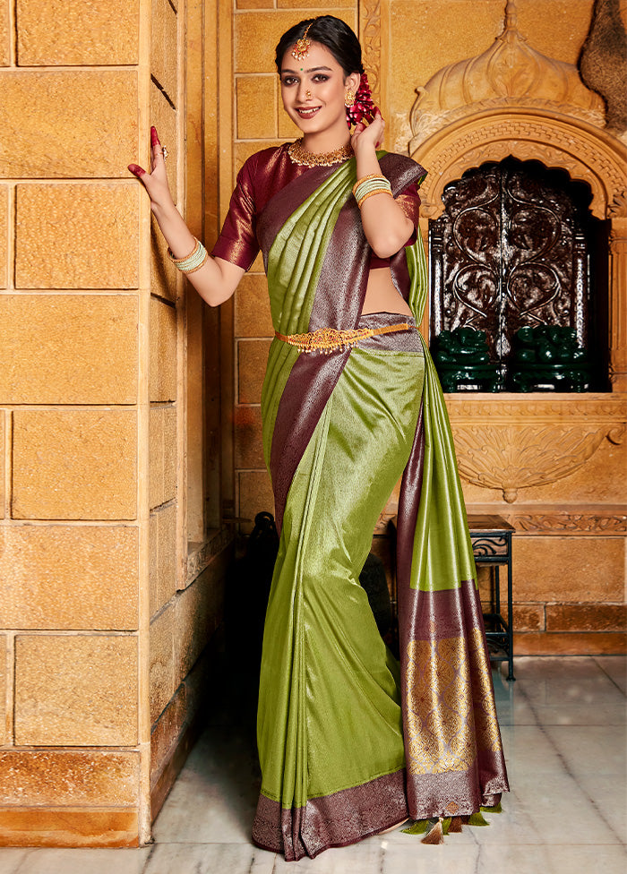 Multicolor Kanjivaram Silk Saree With Blouse Piece