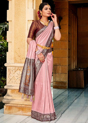 Multicolor Kanjivaram Silk Saree With Blouse Piece