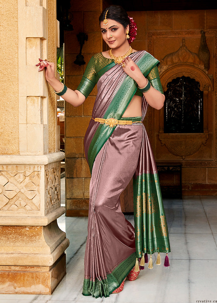 Multicolor Kanjivaram Silk Saree With Blouse Piece