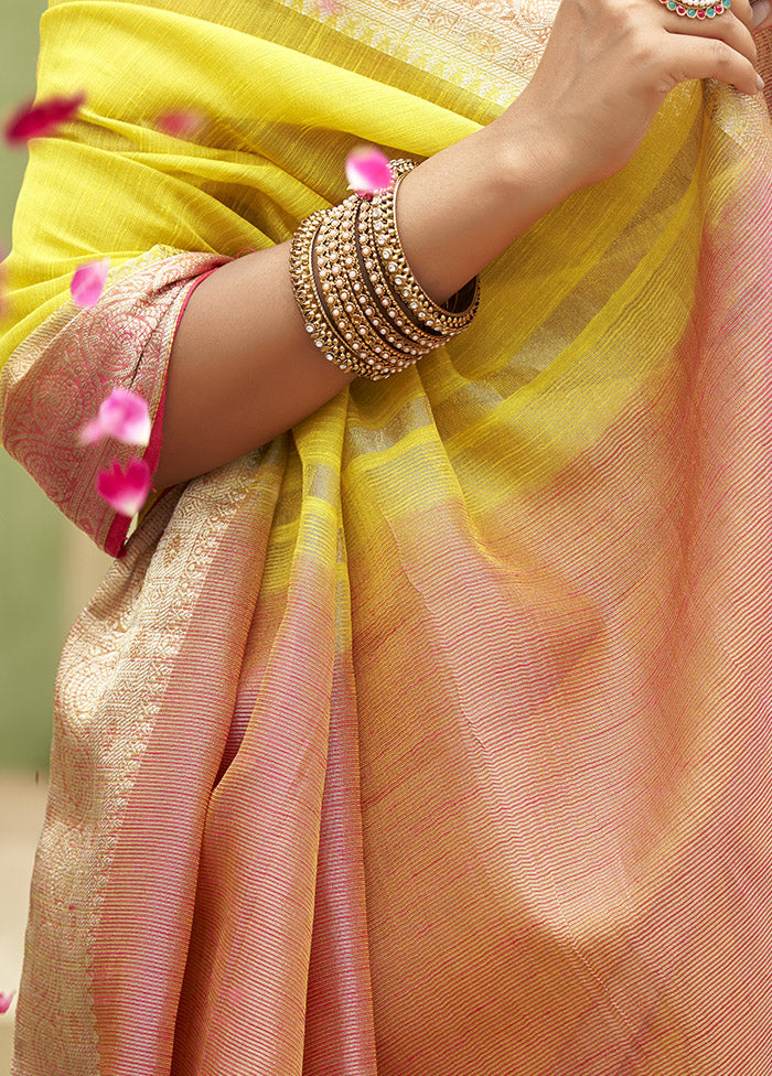 Gold Cotton Saree With Blouse Piece