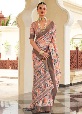 Multicolor Cotton Saree With Blouse Piece