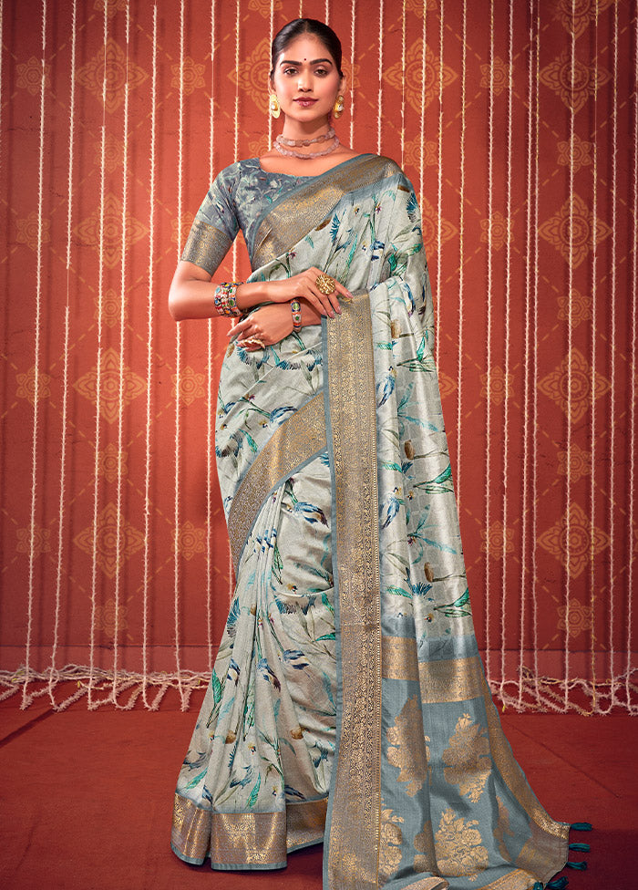 Multicolor Dupion Silk Saree With Blouse Piece