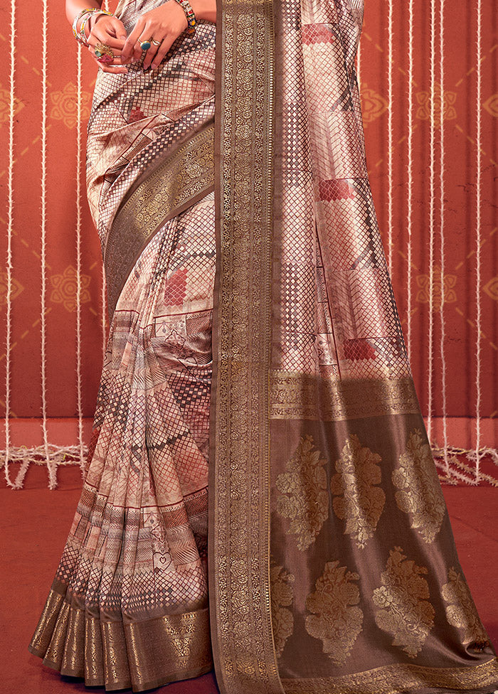 Multicolor Dupion Silk Saree With Blouse Piece