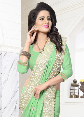 Light Green Georgette Saree With Blouse Piece