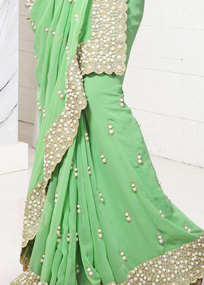 Light Green Georgette Saree With Blouse Piece