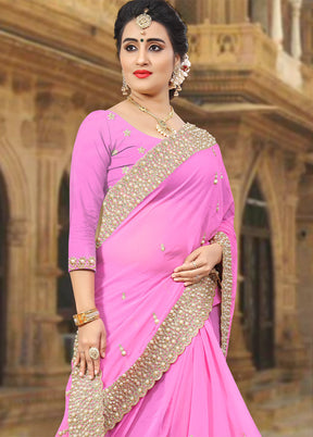 Pink Georgette Saree With Blouse Piece