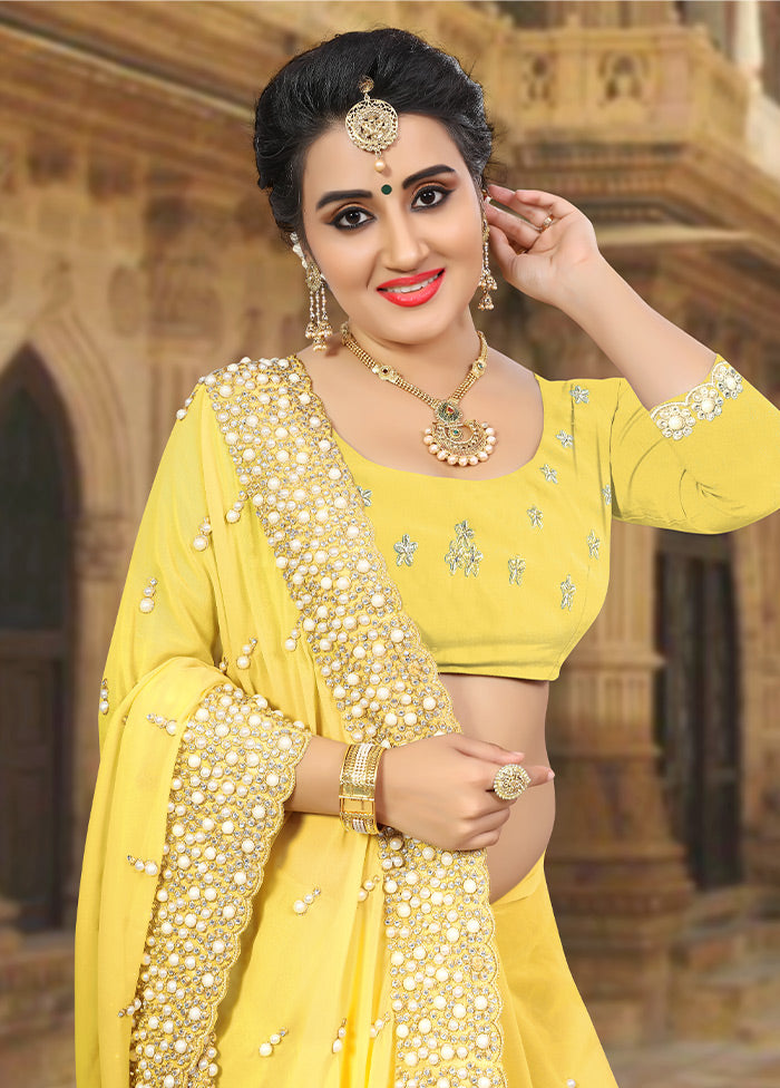 Yellow Georgette Saree With Blouse Piece