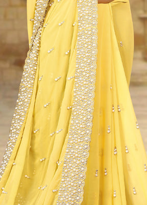 Yellow Georgette Saree With Blouse Piece