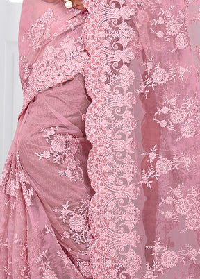 Light Pink Organza Saree With Blouse Piece