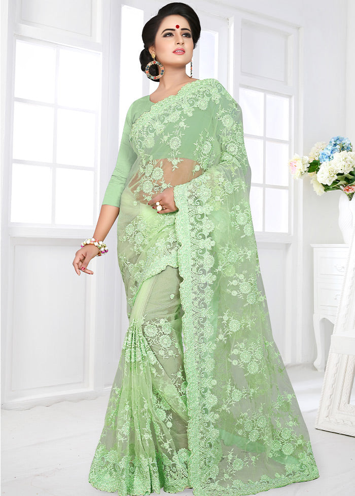 Light Green Organza Saree With Blouse Piece