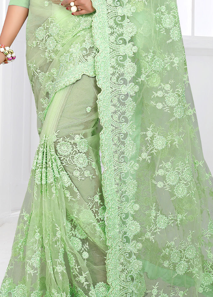 Light Green Organza Saree With Blouse Piece