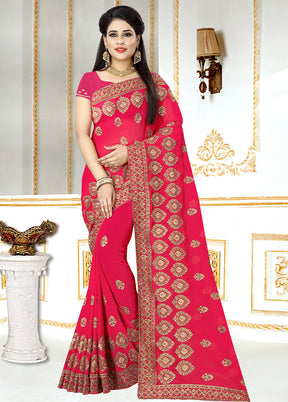 Rani Georgette Saree With Blouse Piece