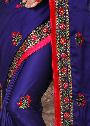 Royal Blue Dupion Silk Saree With Blouse Piece