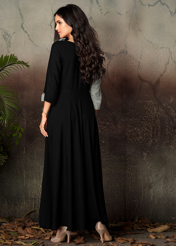 Black Readymade Rayon Gown