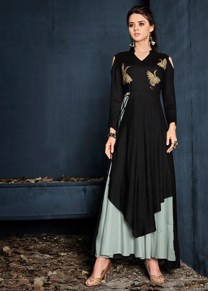 Black Readymade Rayon Gown