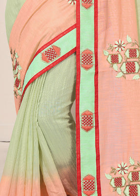 Green Cotton Saree With Blouse Piece