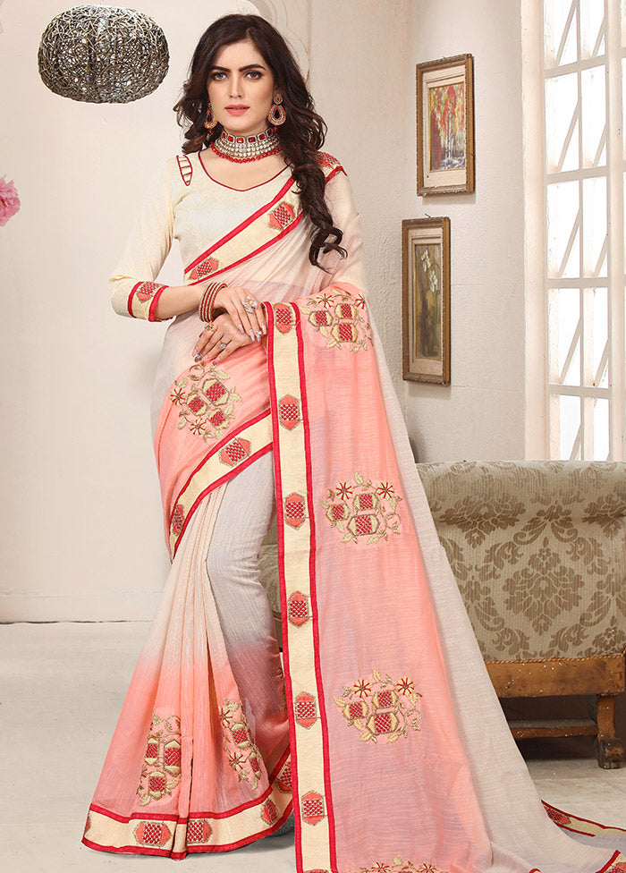 Cream Cotton Saree With Blouse Piece