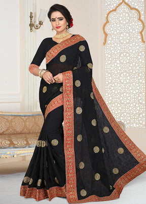 Black Georgette Saree With Blouse Piece