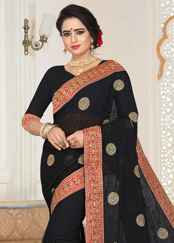 Black Georgette Saree With Blouse Piece