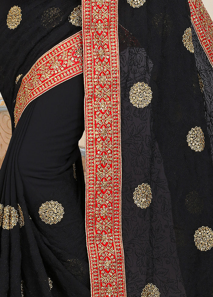 Black Georgette Saree With Blouse Piece