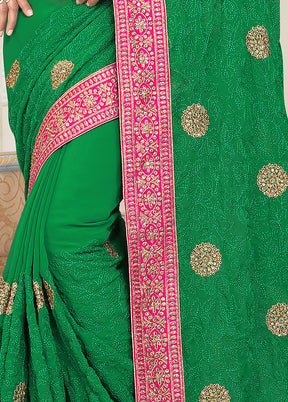 Green Georgette Saree With Blouse Piece