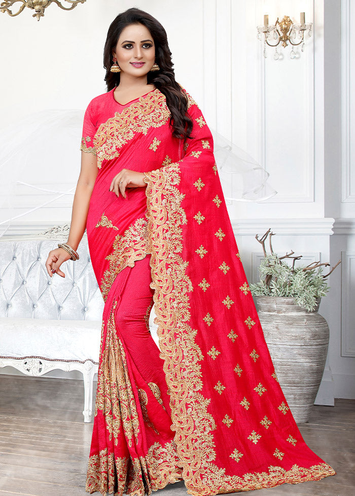 Rani Dupion Silk Saree With Blouse Piece