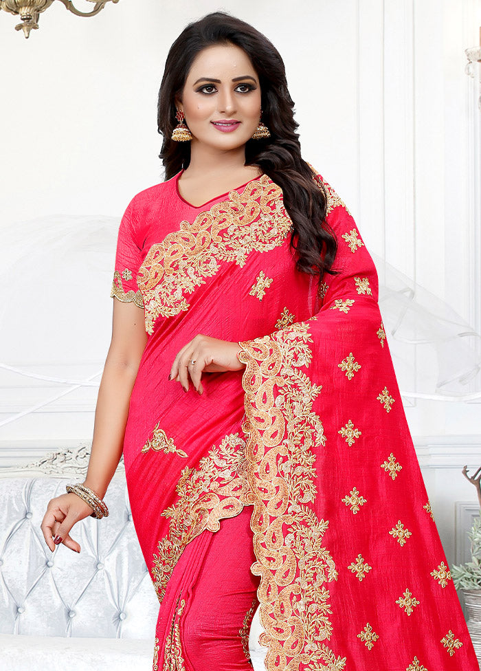 Rani Dupion Silk Saree With Blouse Piece