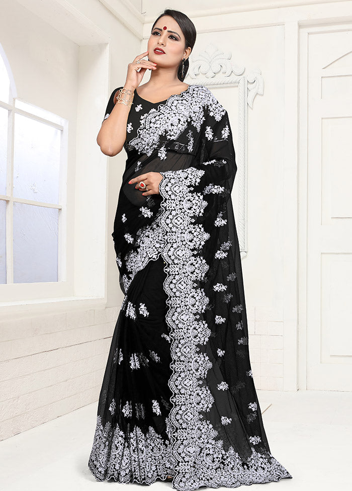 Black Organza Saree With Blouse Piece