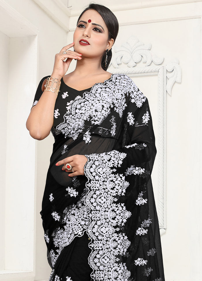 Black Organza Saree With Blouse Piece