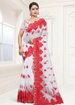 White Organza Saree With Blouse Piece