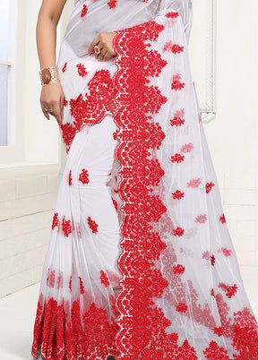 White Organza Saree With Blouse Piece