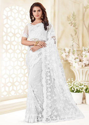 White Organza Saree With Blouse Piece