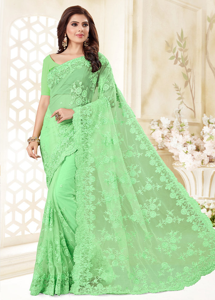 Light Green Organza Saree With Blouse Piece