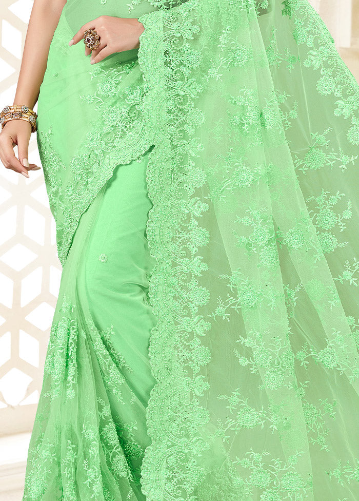 Light Green Organza Saree With Blouse Piece