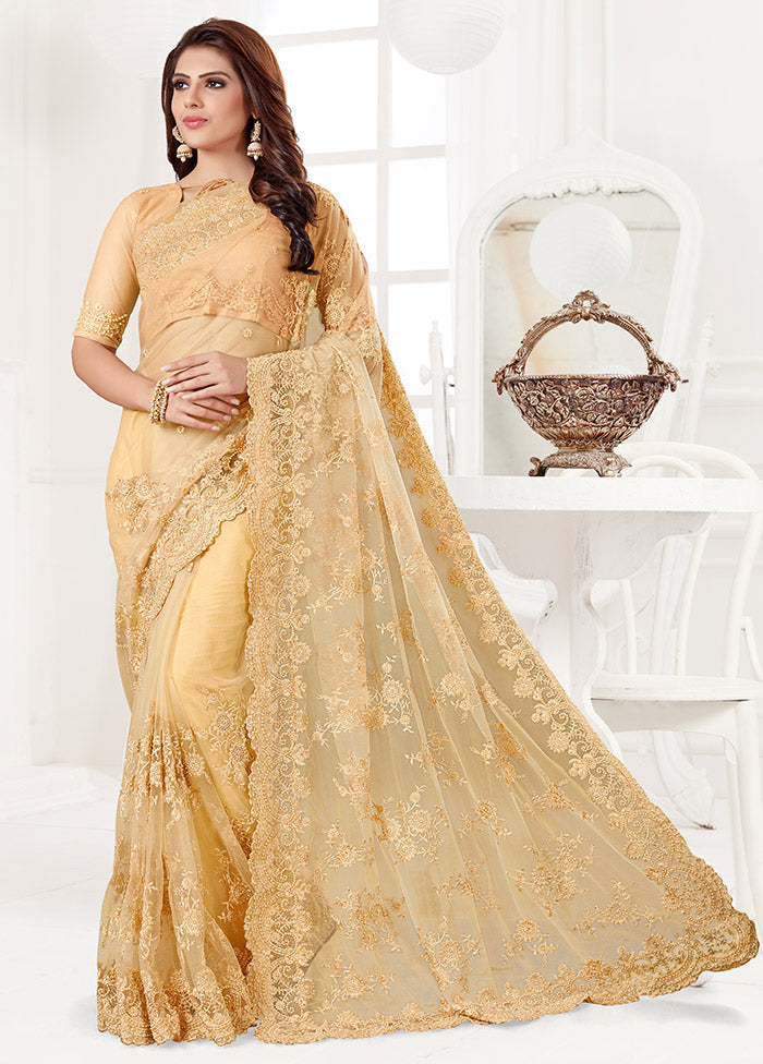 Yellow Organza Saree With Blouse Piece