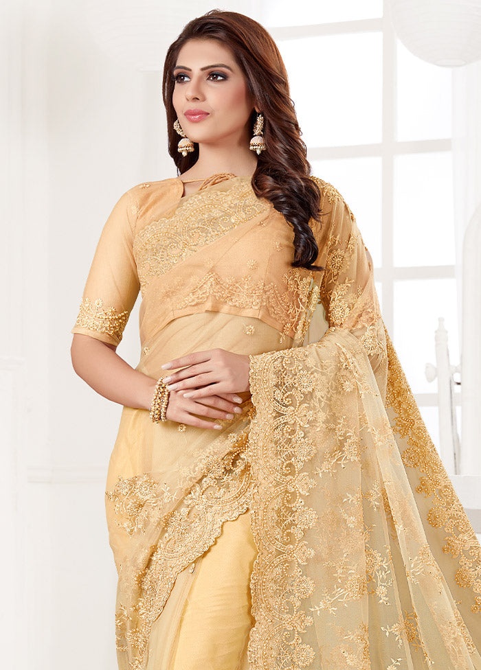 Yellow Organza Saree With Blouse Piece