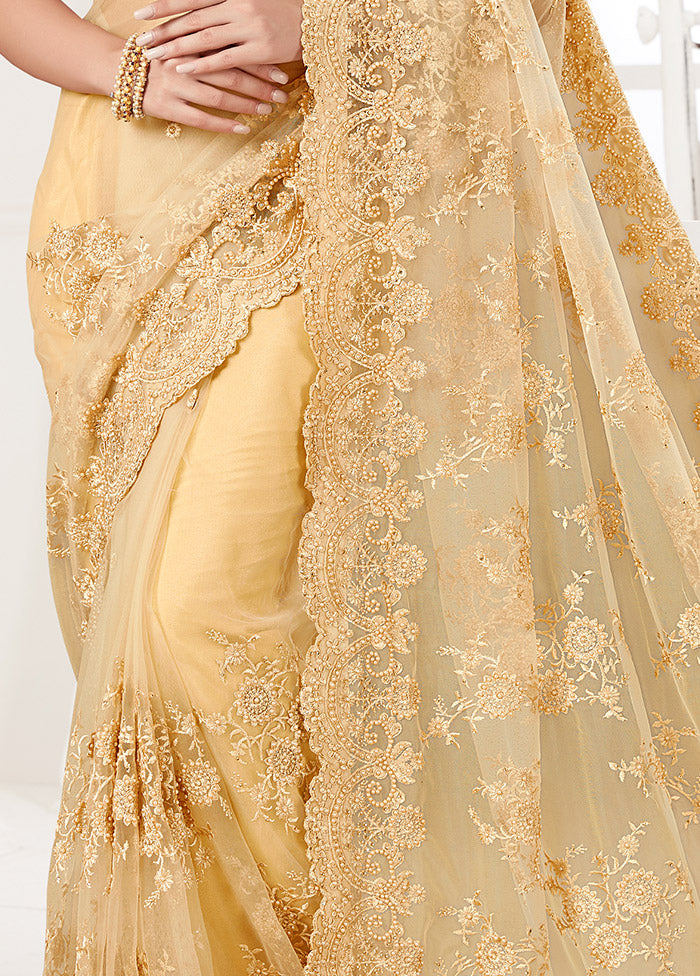 Yellow Organza Saree With Blouse Piece