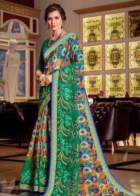 Green Organza Saree With Blouse Piece