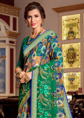 Green Organza Saree With Blouse Piece