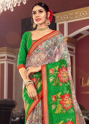 Green Organza Saree With Blouse Piece