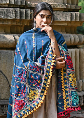 Dark Blue Khadi Dupatta