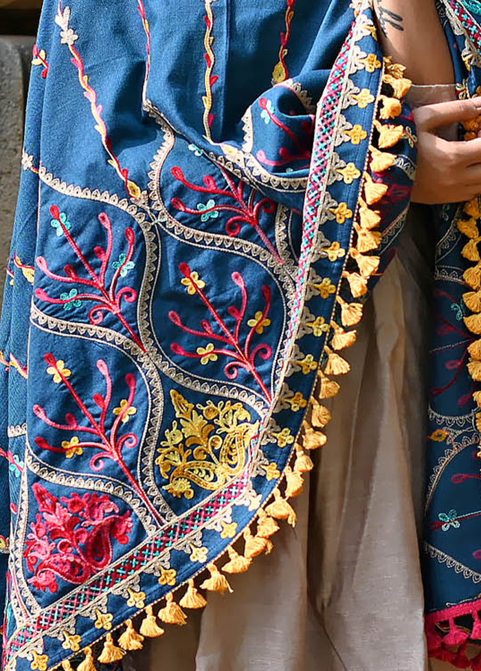 Dark Blue Khadi Dupatta